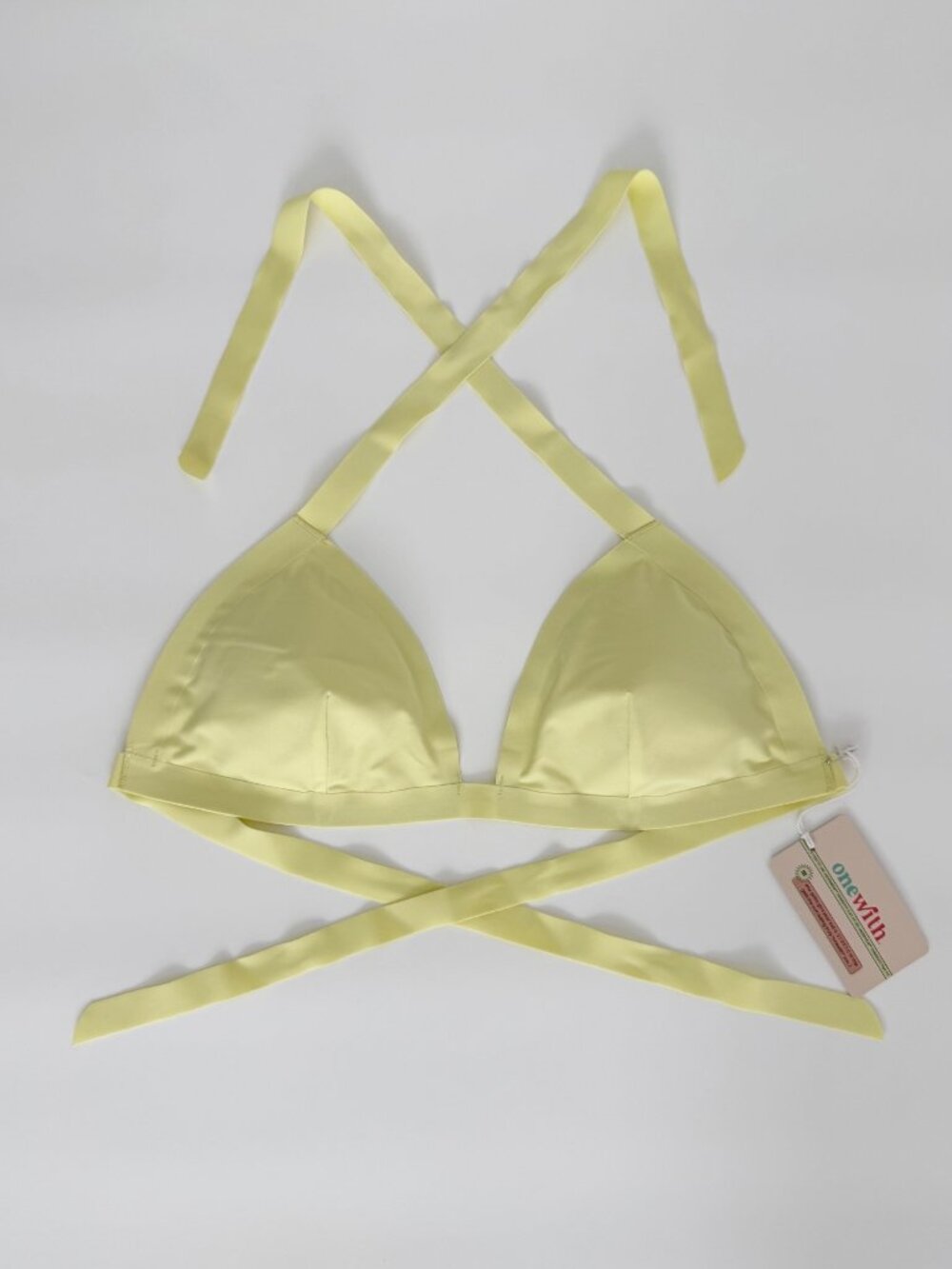 Onewith Swim Wainscott Yellow Swimsuit Triangle Halter Bikini Top NWT (Medium)
